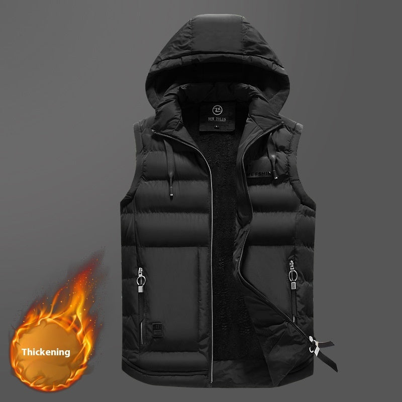 Detachable Hat Fashion Casual Cotton Vest