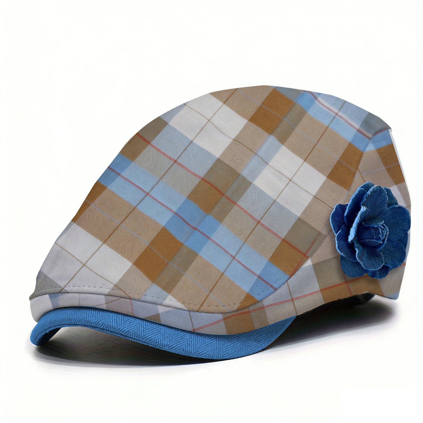 Colorful Checked Beret For Spring And Summer, With A Literary Style