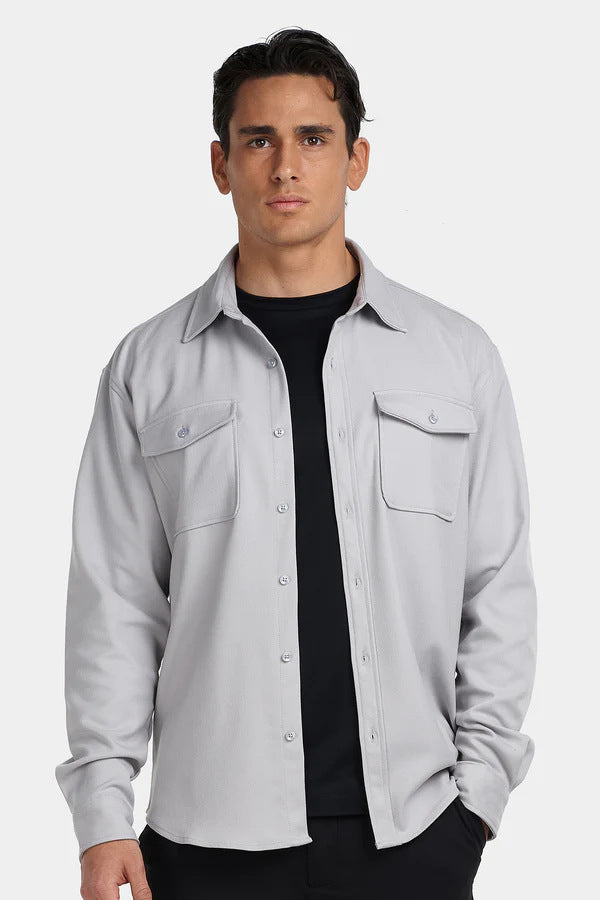 Men's Pure Cotton Workwear Coat Loose Casual Long Sleeves Shirt