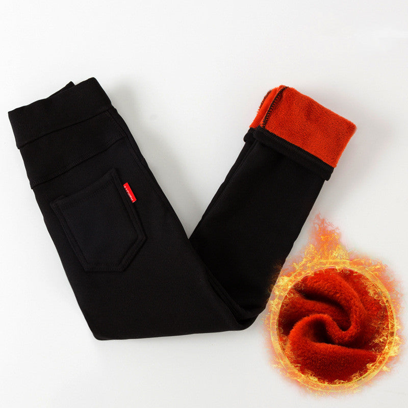 Children's Winter Clothing Thickened Warm Pants Feet Pants