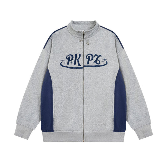 American Color Matching Letters Loose Casual Jacket