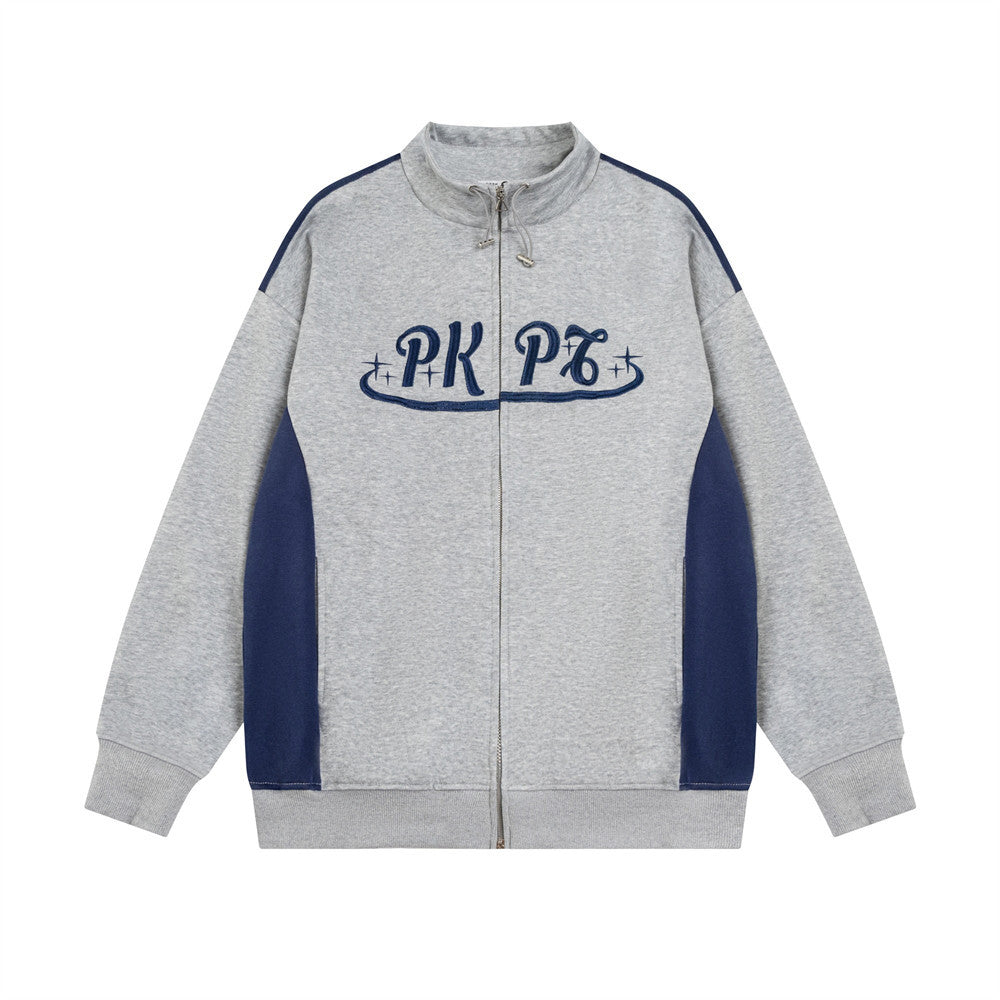 American Color Matching Letters Loose Casual Jacket