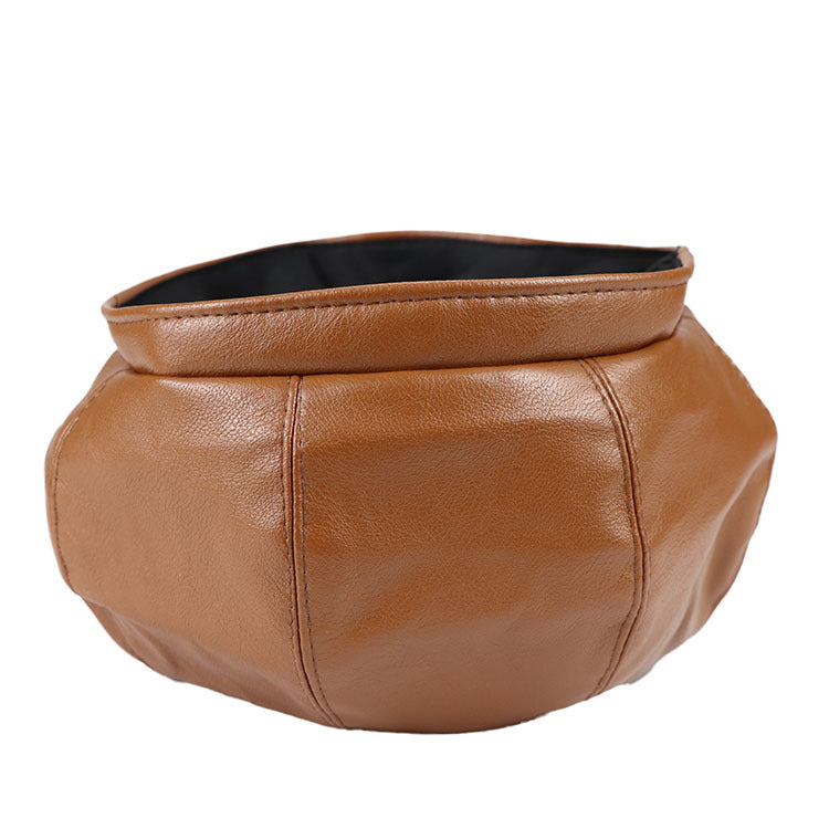 Women's English Vintage Leather Octagonal Hat