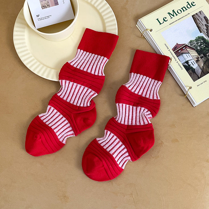 Retro Sweat-absorbent Breathable Combed Cotton Stockings