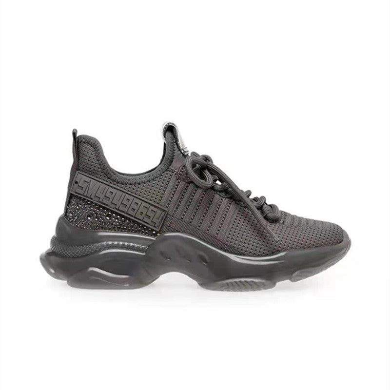 Women's Plus Size Low Top Round Toe Flying Woven Lace-up Sneakers