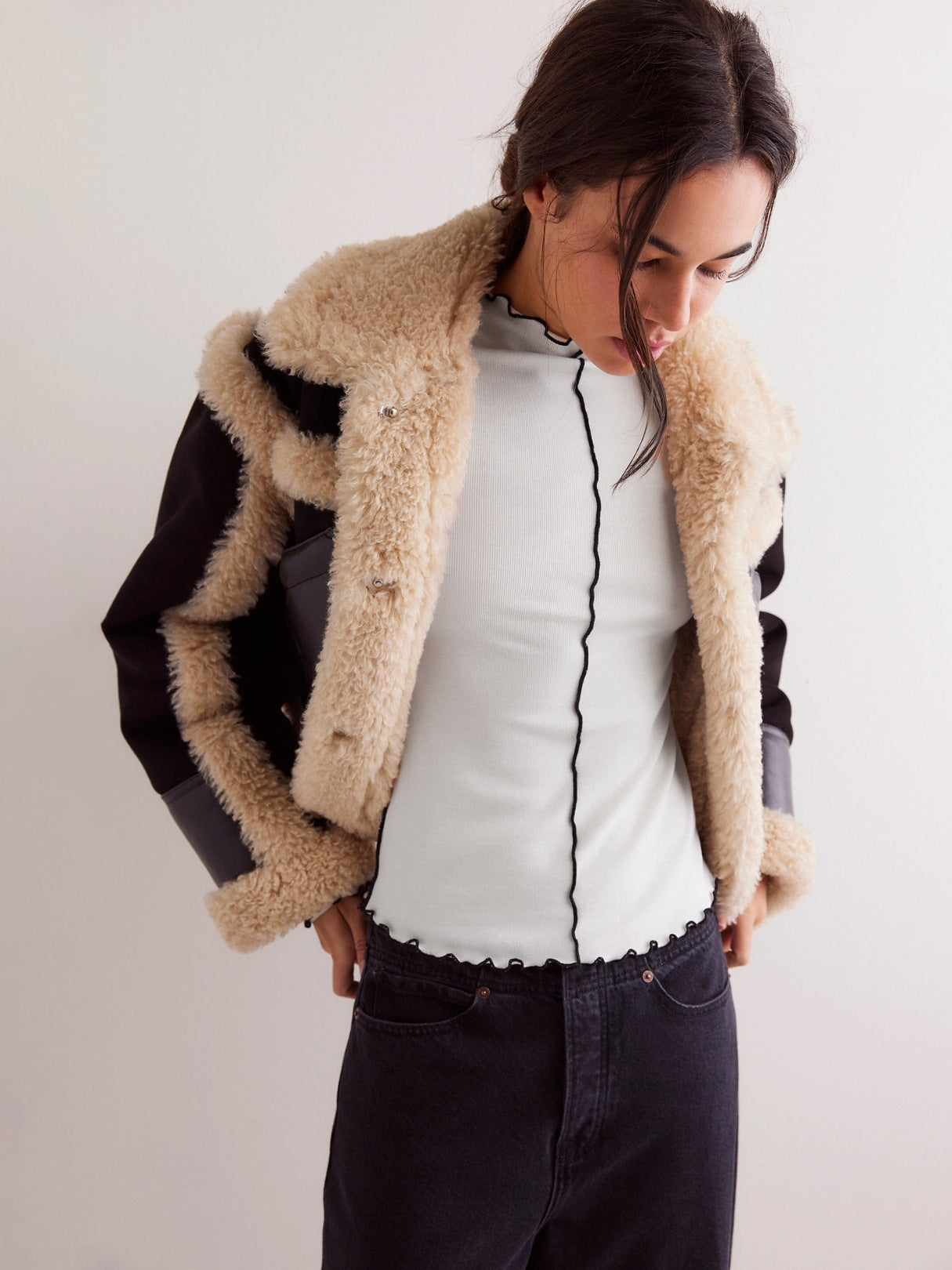 Contrast Color Slim Fit All-match Bottoming Shirt