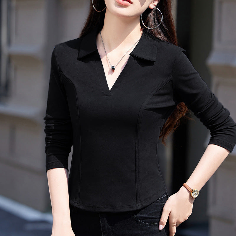 Womens Stylish Slimming Cotton Long-Sleeve T-Shirt
