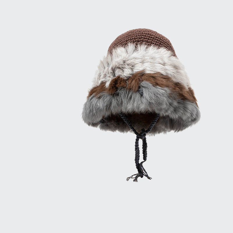 Women's Plush Thickened Wool Knitted Basin Hat Thermal Ear Protection