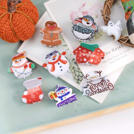 Christmas-themed Cute Gloves, Snowman, And Cookie Hair Clips
