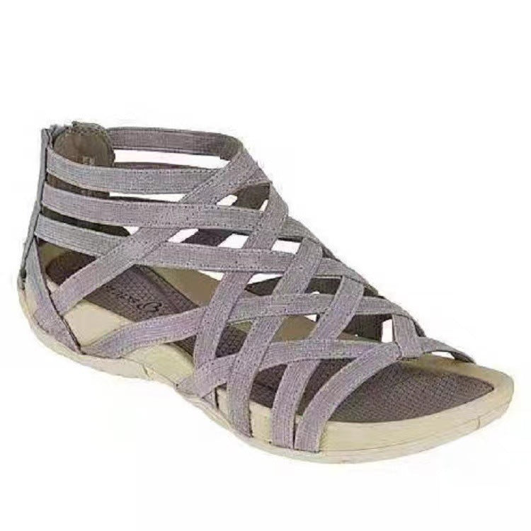 Flat Cross Strap Open Toe Leopard Print Sandals