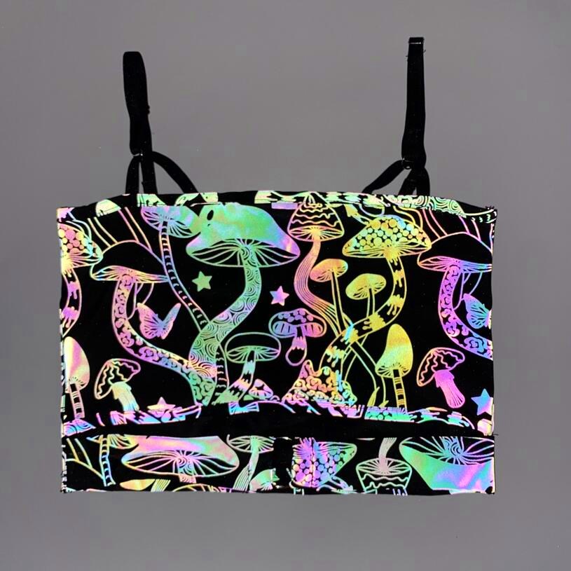 Mushroom Dazzling Color Reflective Women's Camisole Knit Vest