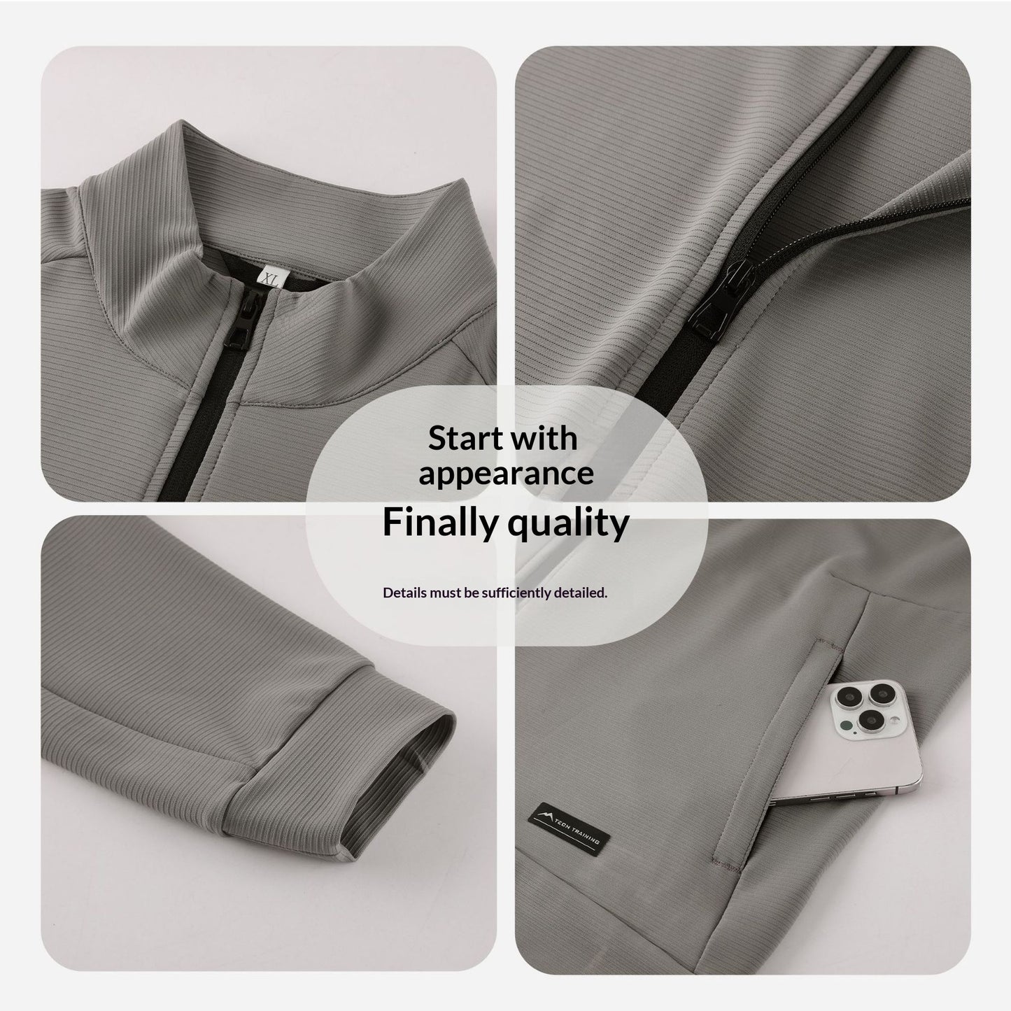 Mens Outdoor Windproof Sport Jacket With Stand Collar And Stretchy Fabric For Casual Wear