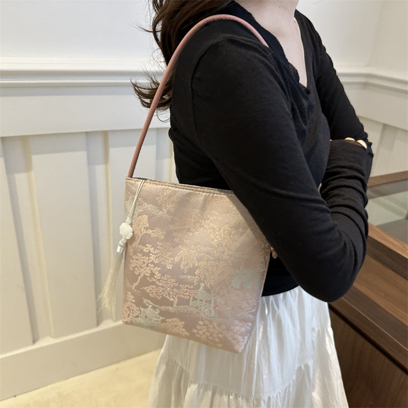 Chinese-style Handbag With A Vintage Hanfu-inspired Design Single-shoulder Bag