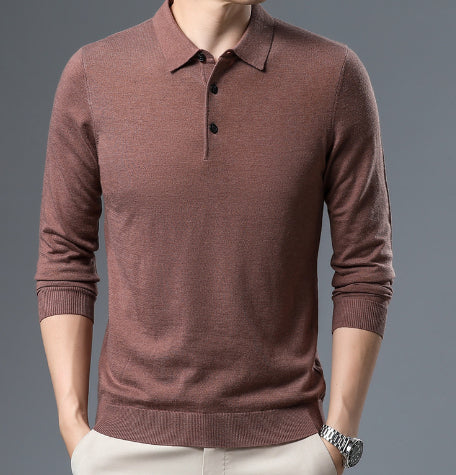 Men's Casual Business Lapel Wool T-shirt