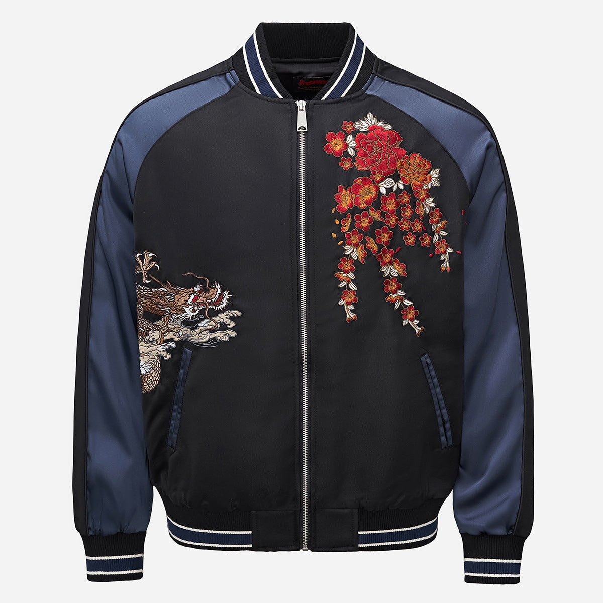 Heavy Duty Embroidered Flying Dragon Mens Jacket Baseball Uniform