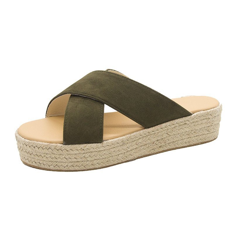 New Style Sandals And Sponge Cake Thick-Soled Hemp Rope Light-Soled Cross Slippers Women