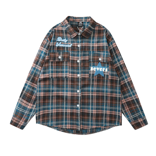 Casual Letter Embroidery Street Lapel Button Cardigan Shirt