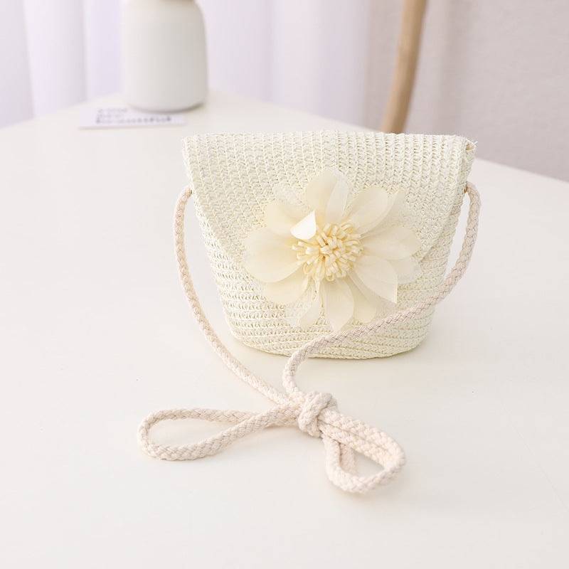 Children's Summer Sunshade Flower Princess Straw Hat Backpack Set