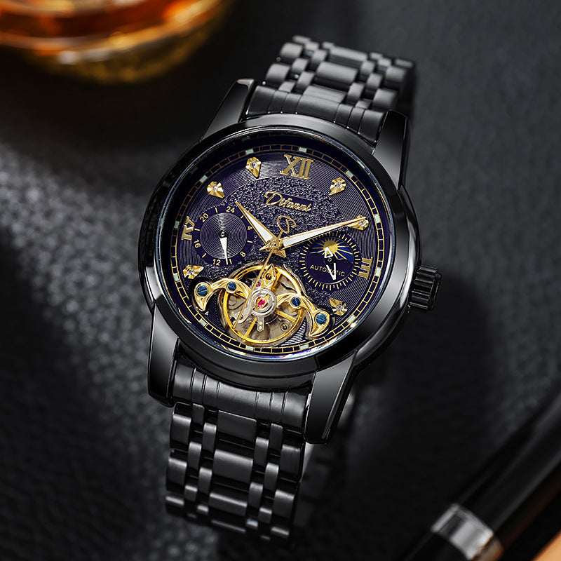 Luminous Sun Moon Star Function Men's Mechanical Watch
