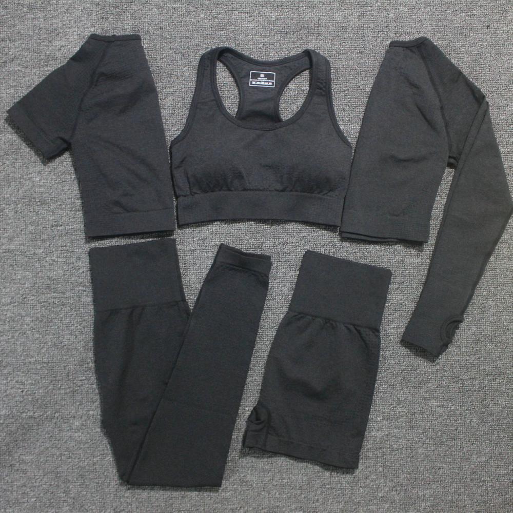 Small Dots Jacquard Seamless Ninth Pants Fitness Body Shaping Pants Five-piece Set