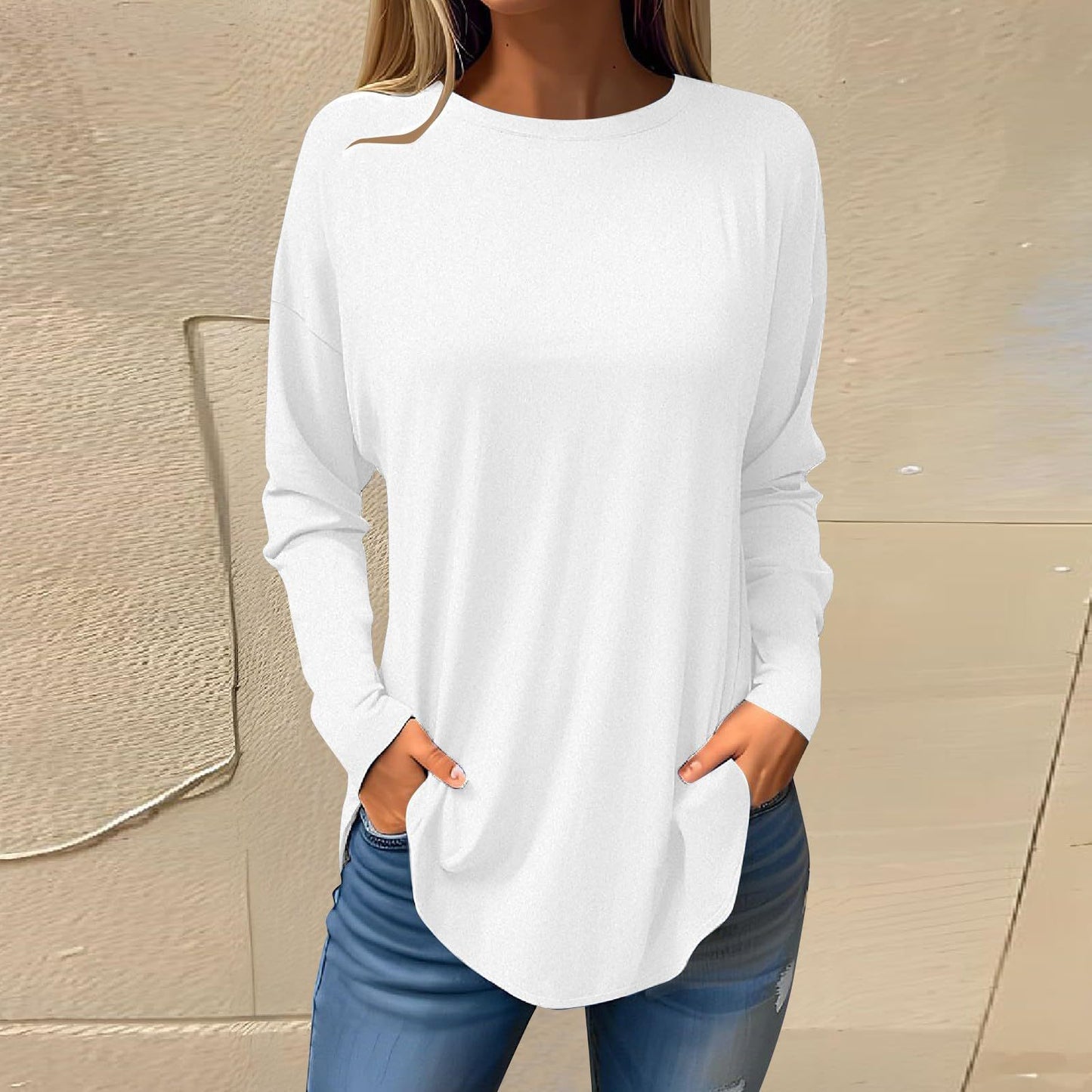 Women's Versatile Long Sleeve T-shirt Personalized Street Style Loose Print