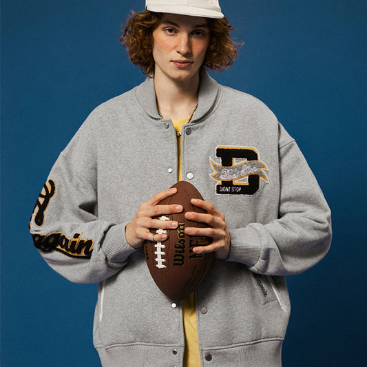 Contrast Patch Embroidery New Coat Jacket Male