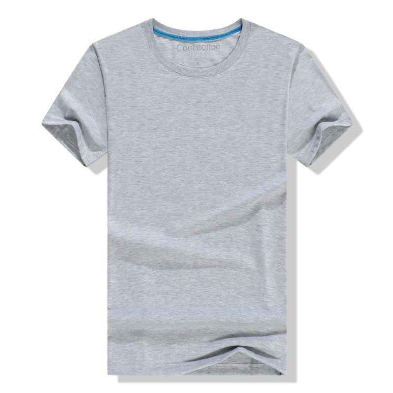 Herre- og dame-ensfarvet bomulds-T-shirt med rund hals til sommer