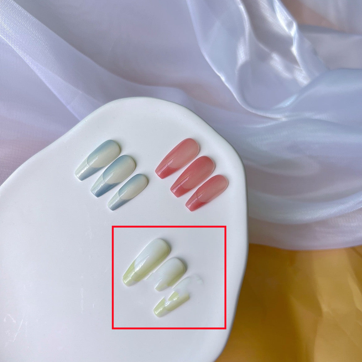 Two Tone Gradient French Wear Nail Art For Hot Girls Detachable