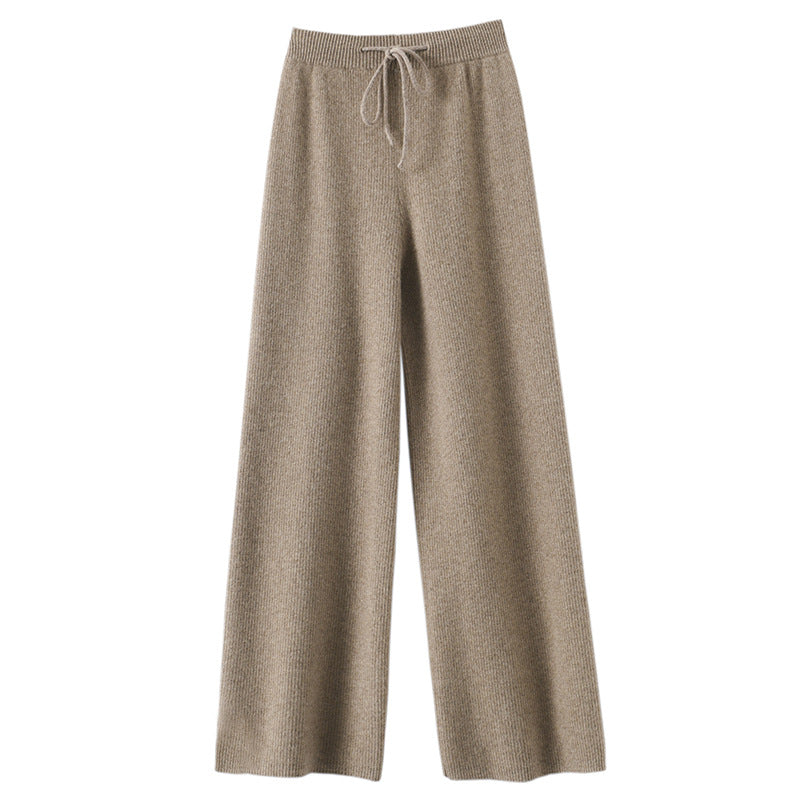 Womens HighWaisted Drapey Wool StraightLeg RelaxedCut Casual Pants