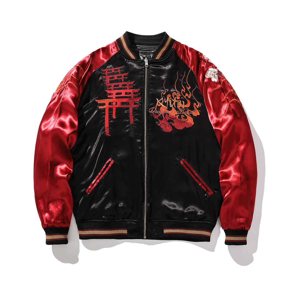 Mens Loose Fit Polyester Embroidered Chinese Style Jacket