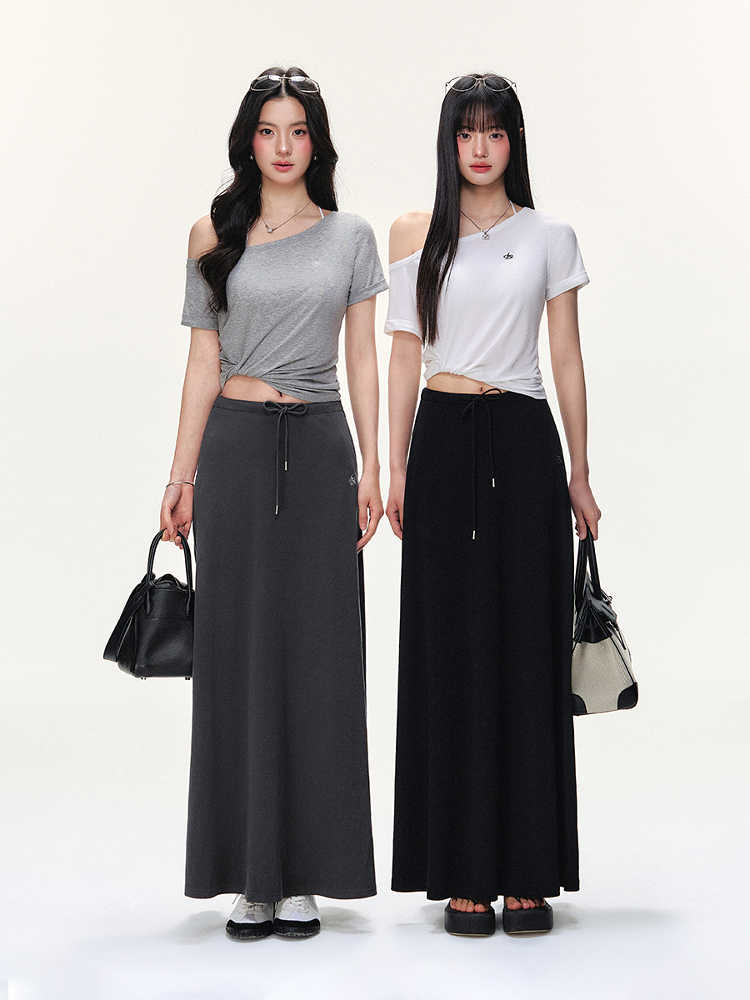 Skirt Women's Drawstring Leisure Skirt Line Long Umbrella