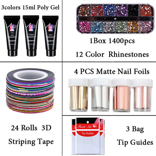 Fashion nail extension glue set fiber glass