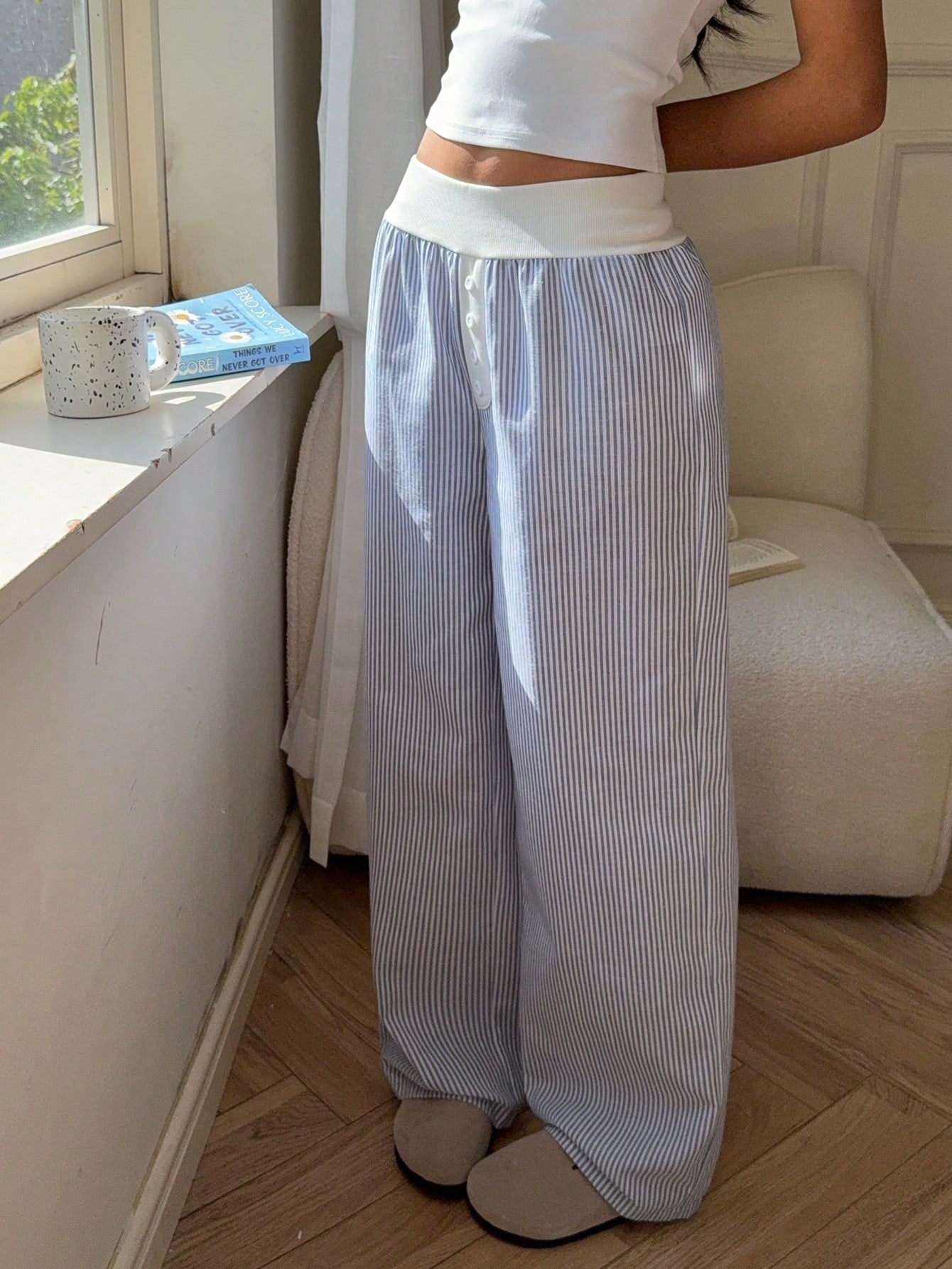 Women's Casual Striped Wide Leg Pants