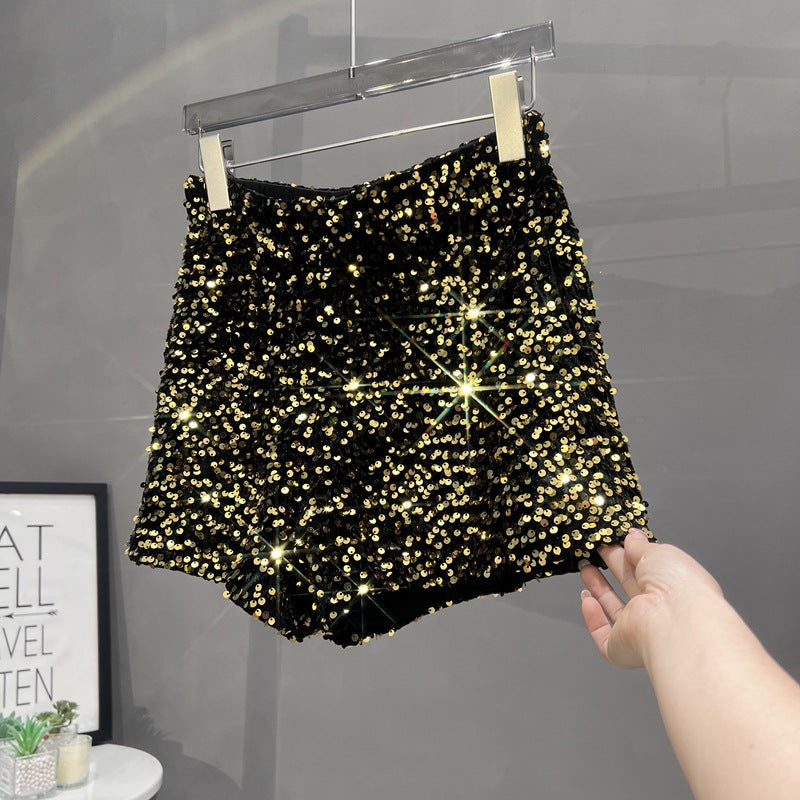 Suede Embroidered Beaded Gray Casual Shorts For Women