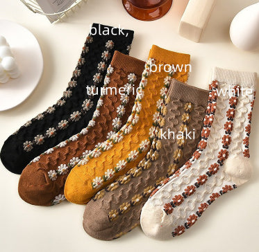 Vintage Floral Pure Cotton Medium Tube Socks