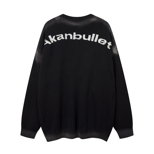 Five-pointed Star Embroidered Crew Neck Loose Sweater