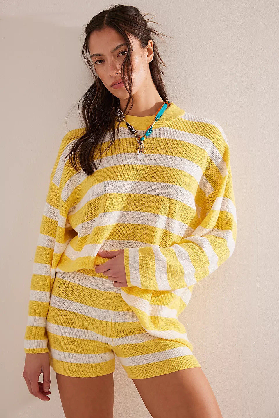 Stylish And Minimalist Striped Womens Two Piece Set