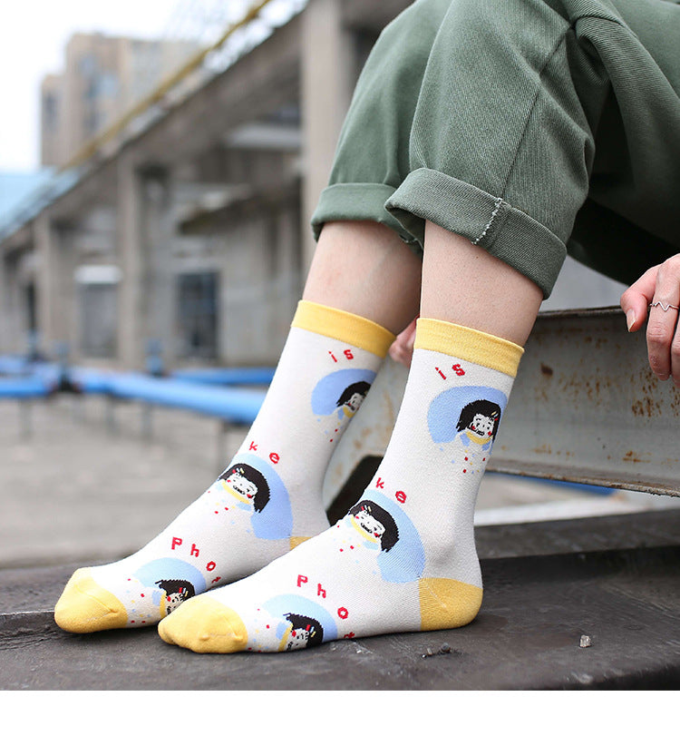 Autumn and winter anti-friction personality cartoon socks