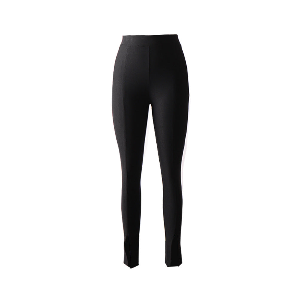 New High Waist Solid Color Split Casual Suit Pants