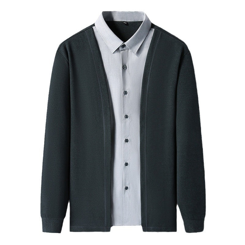 New Sweater Men's Fake Two Pieces Shirts Top
