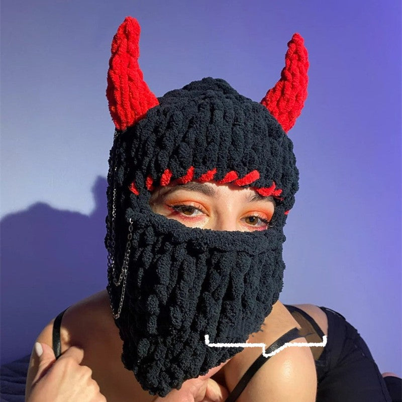 Thickened Demon Mask Warm Travel Fleece Head Cover