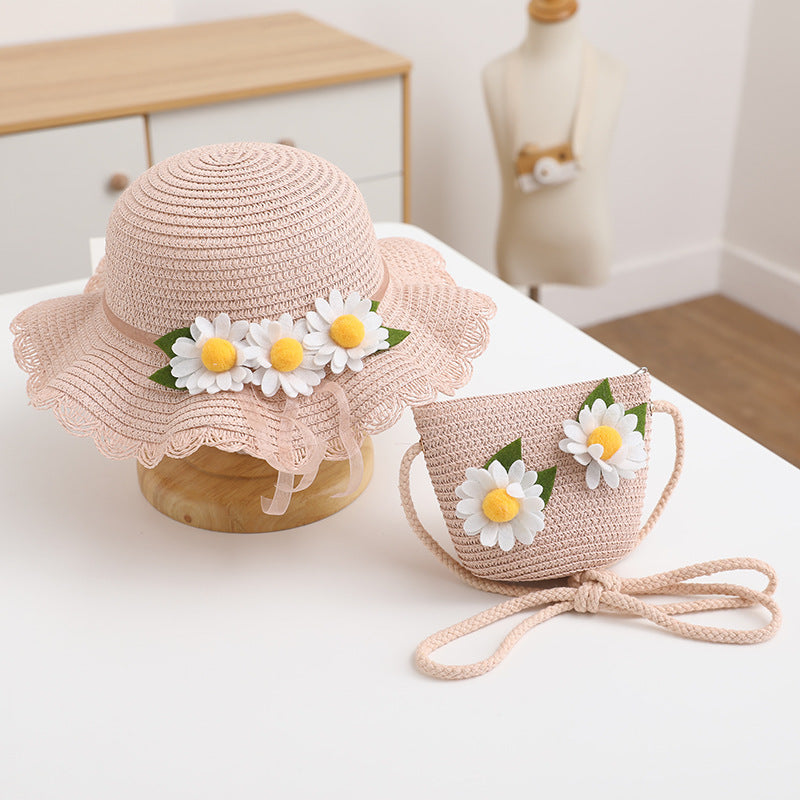 Children's Straw Hat Three Sunflowers Sunscreen