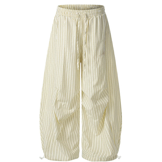 Womens Striped Solid-Color Cropped Casual Pants