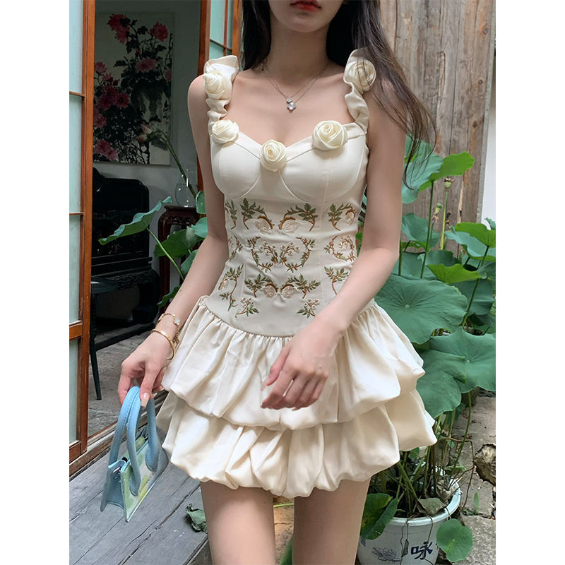 Solid-color High-waisted Chic Summer Slip Dress