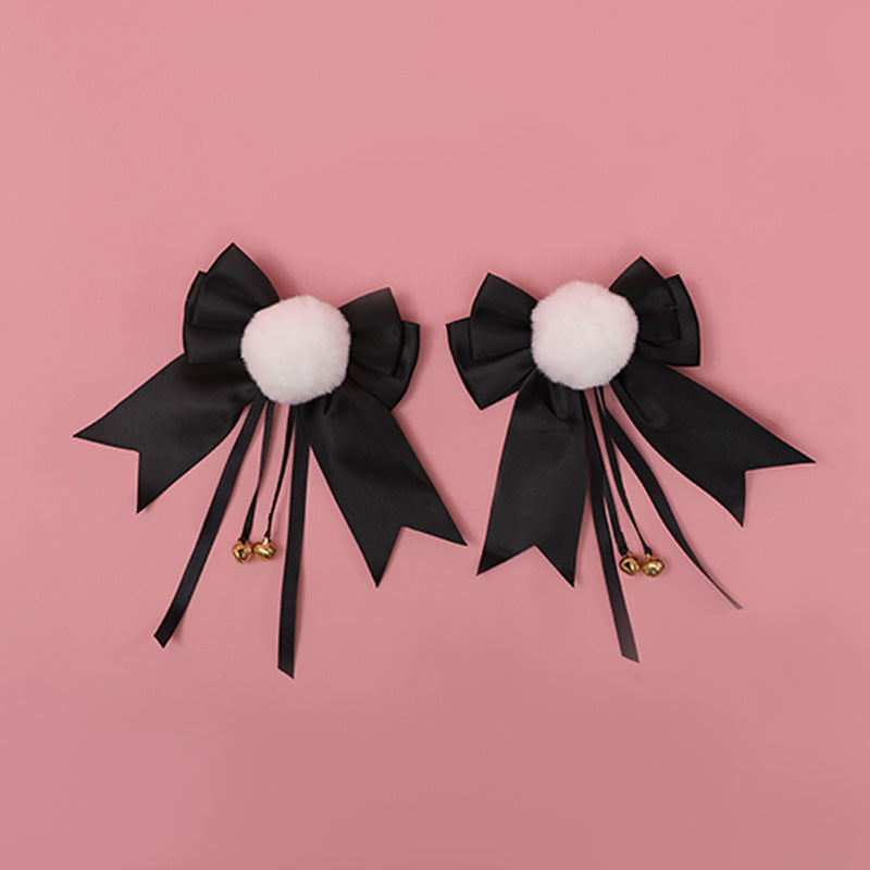 White Ball Bowknot Headdress Bell Cute