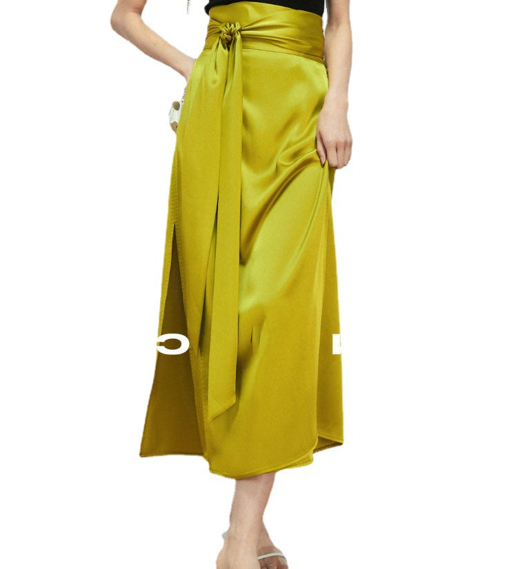 Double Sided Satin Full Arch Needle One Piece Tie Up Skirt