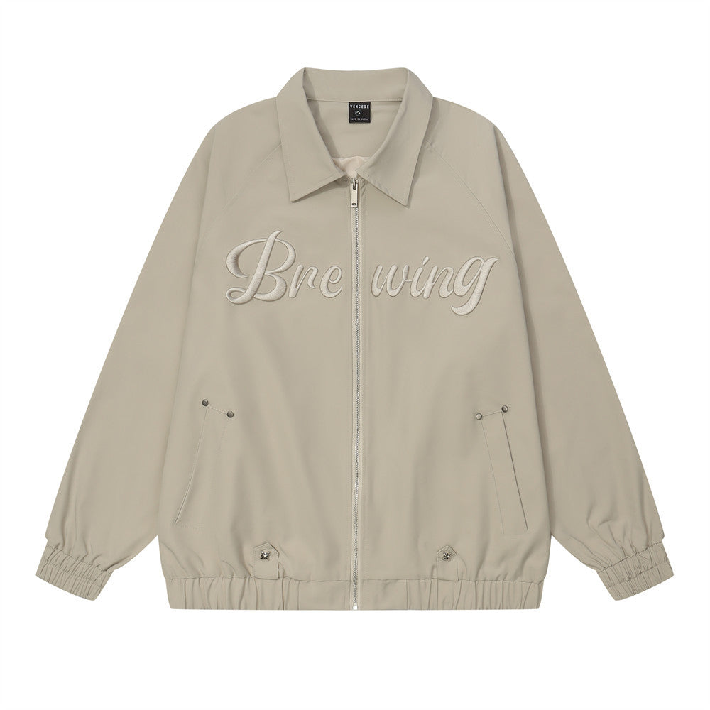 Letter Embroidered Bomber Jacket Men's Spring And Autumn