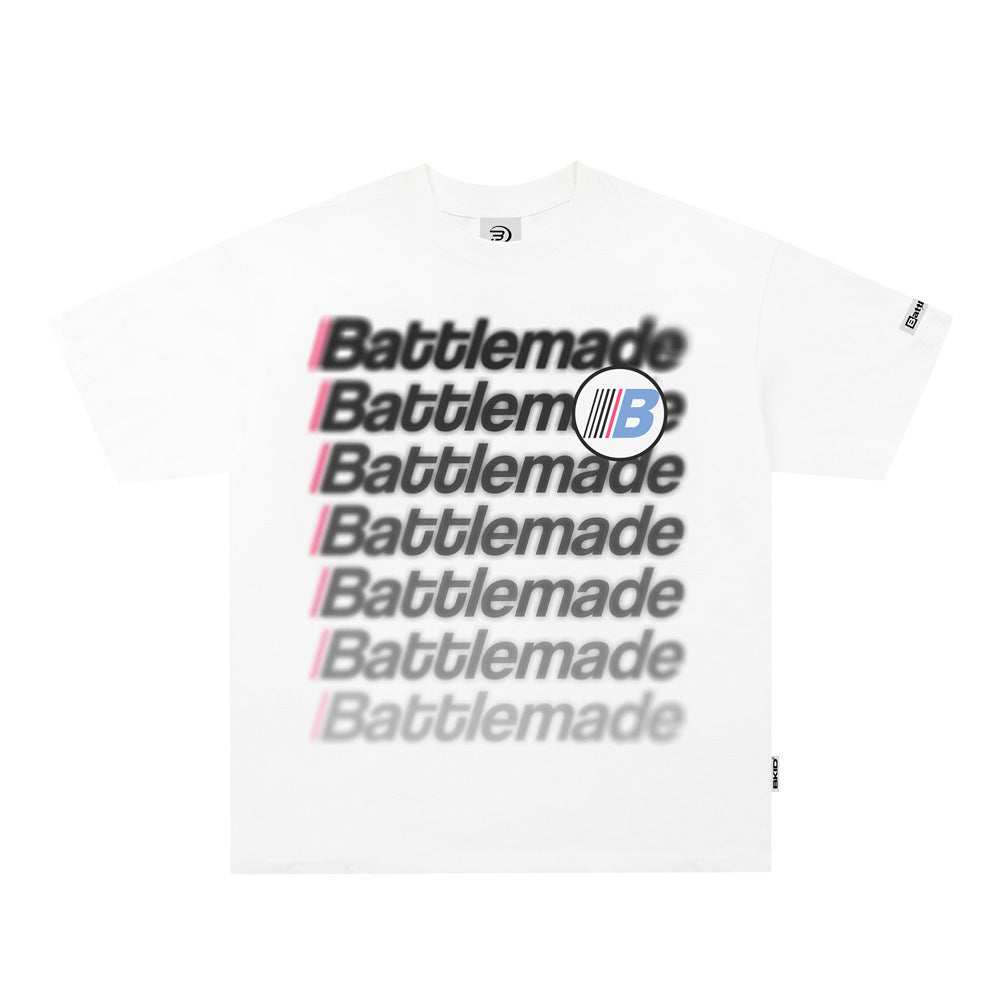 Large-Area Printed Letter Short-sleeved T-shirt For Men And Women