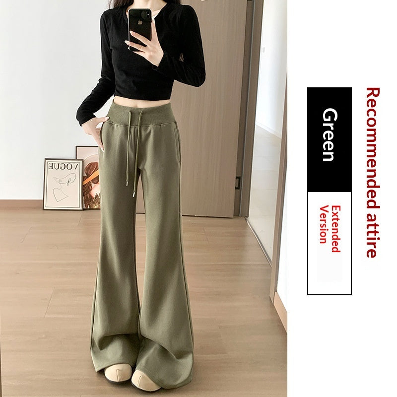 Ribbed High-Waisted Fleece-Lined Flared Pants