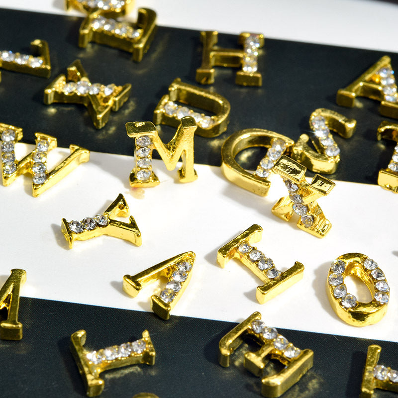 26 Letter Alloy Nail Ornament Nail Crystal